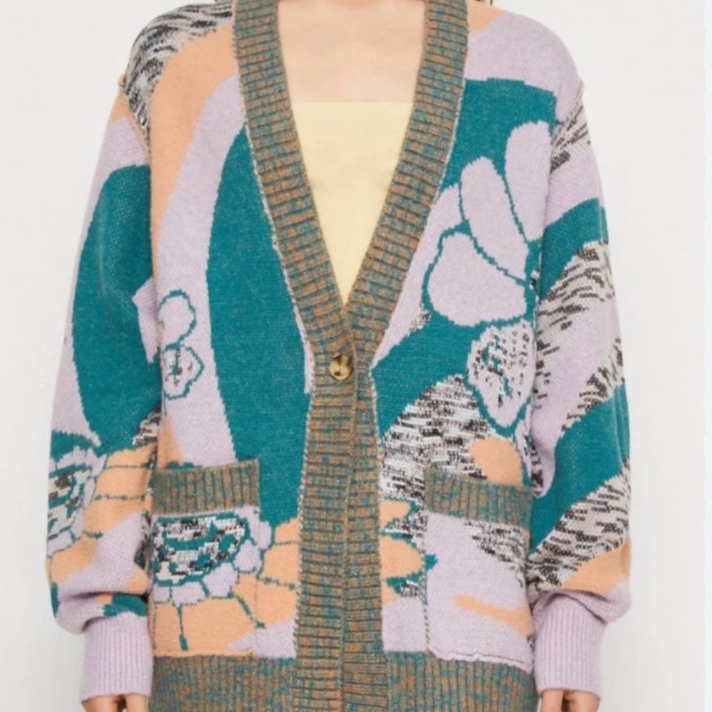 Free People August Cardigan Orchid Teal